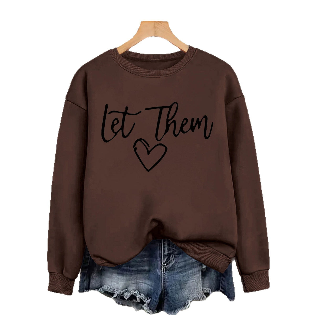 Printed round neck fleece hoodie