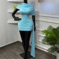 Short sleeved round neck shawl cape ribbon dress