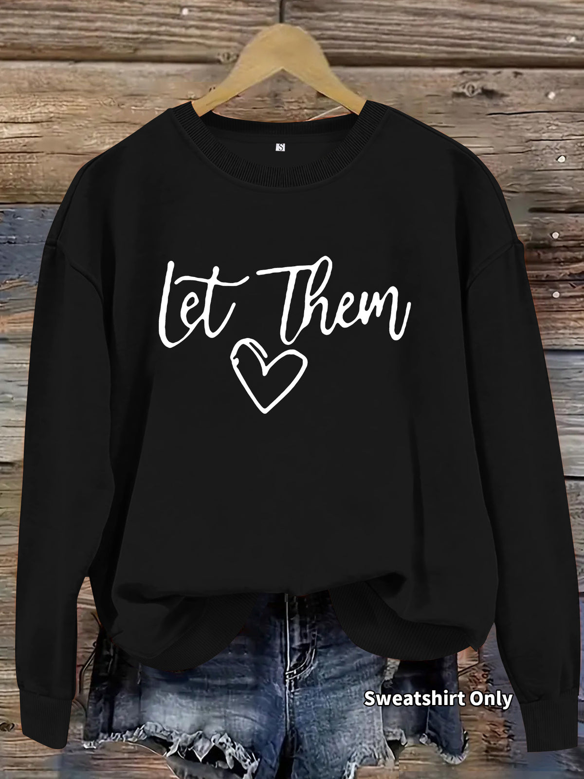 Printed round neck fleece hoodie