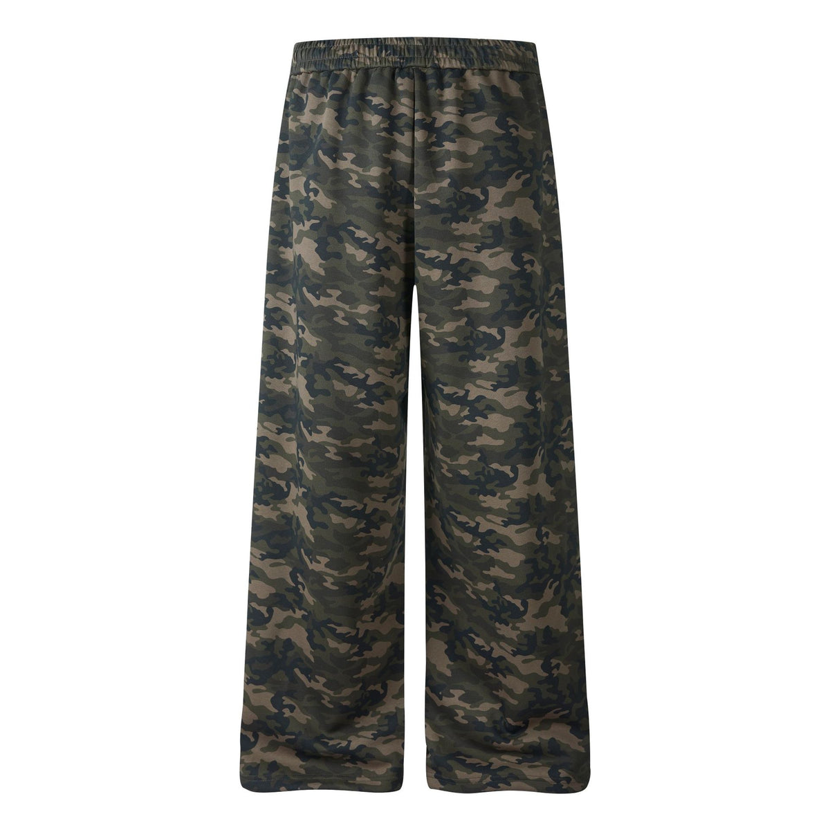 Women's Camo Wide-Leg Sweatpants with Rhinestone Lettering, Elastic Waist Loose Drape Straight Leg Sports Pants