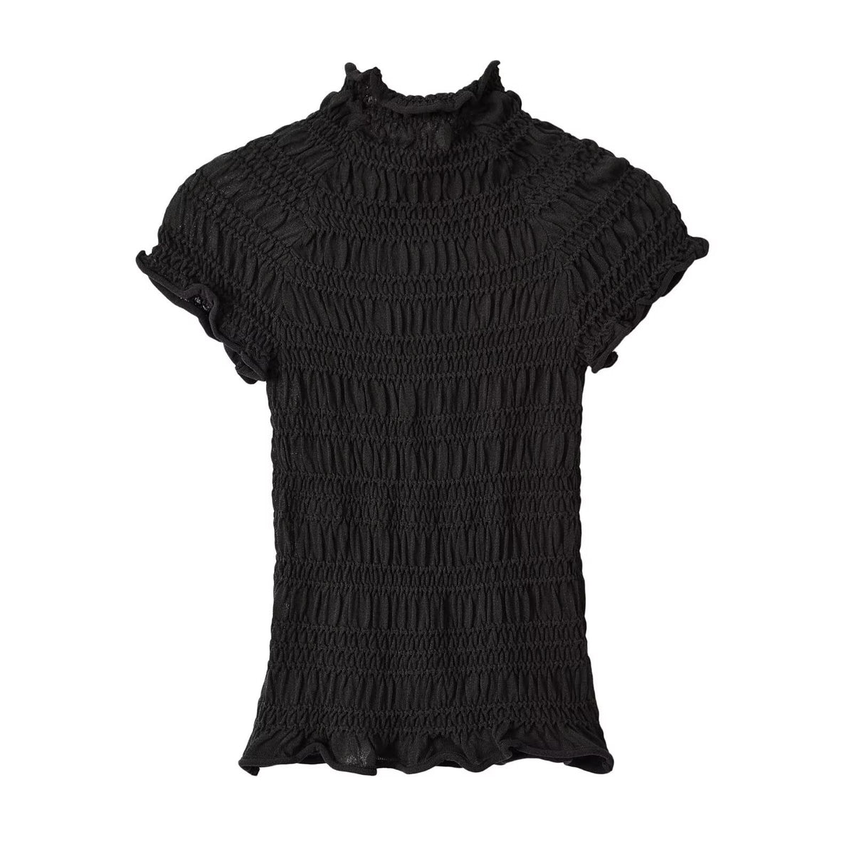 Casual slim pleated honeycomb knitted sweater for women