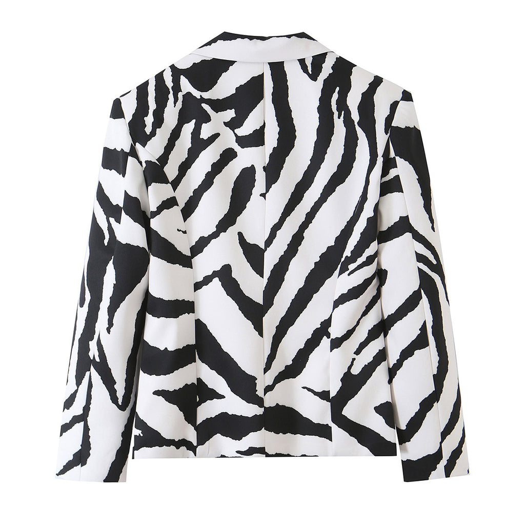 Casual one collar irregular zebra print atmospheric eye suit for women