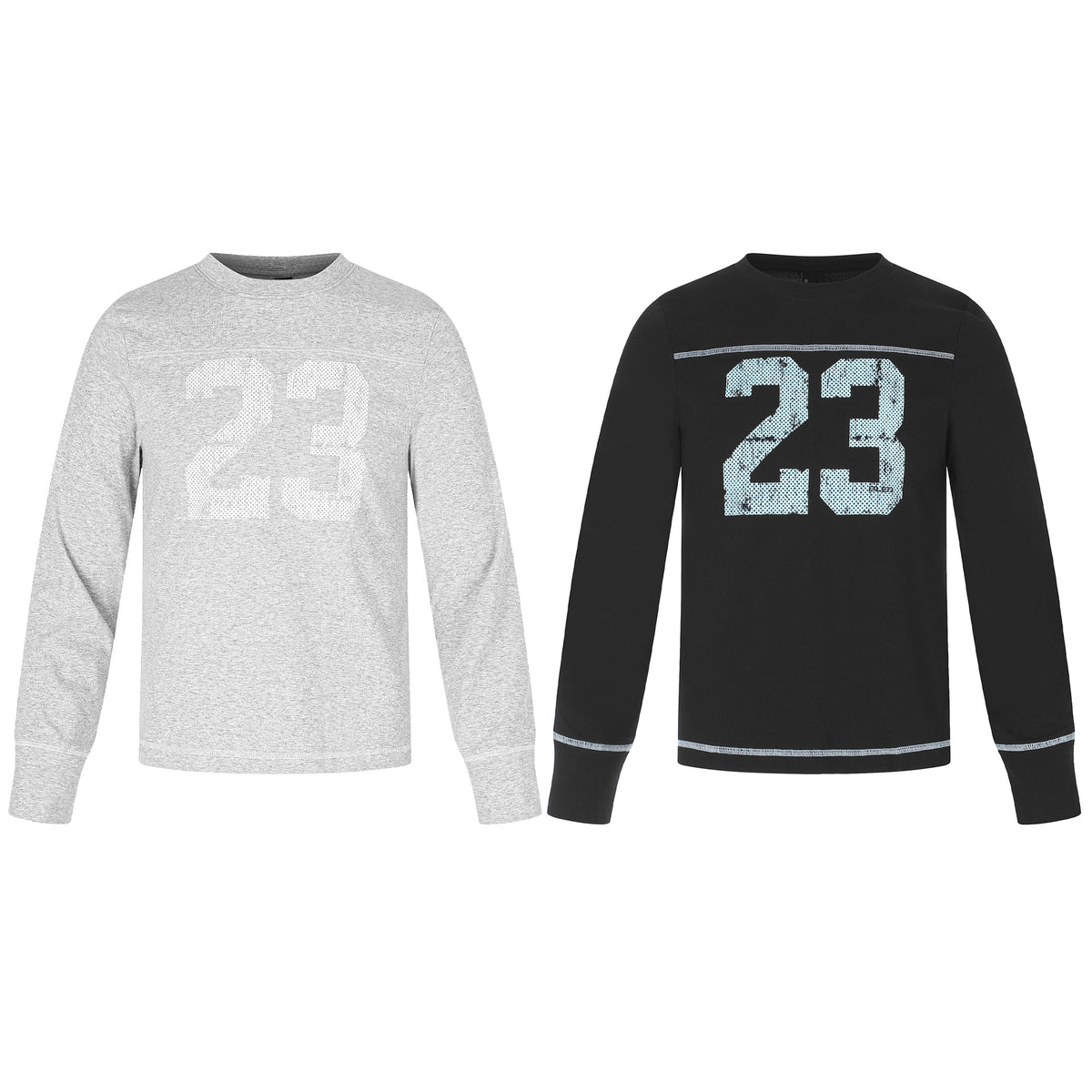 Printed Crew Neck Long Sleeve T-Shirt with Contrast Topstitching Loose Casual Top
