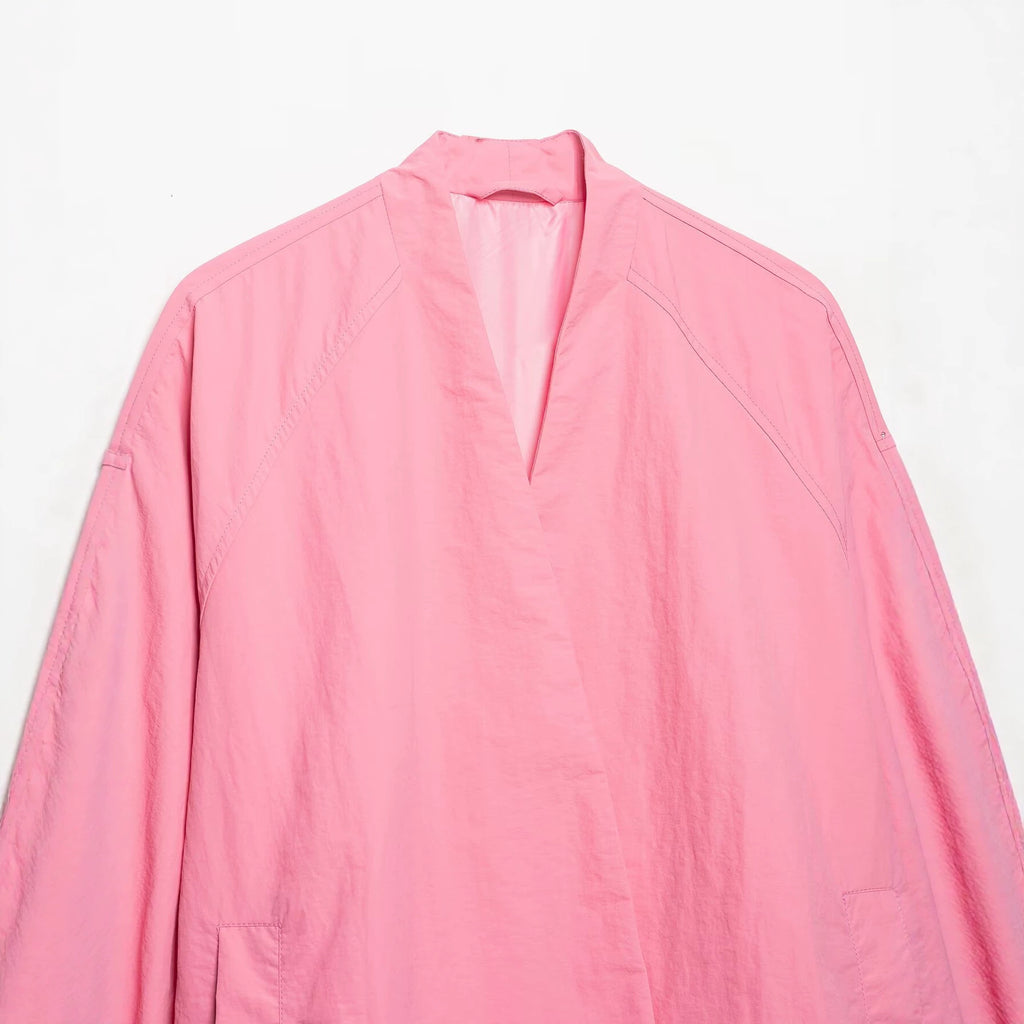 V-neck lantern sleeve pilot jacket