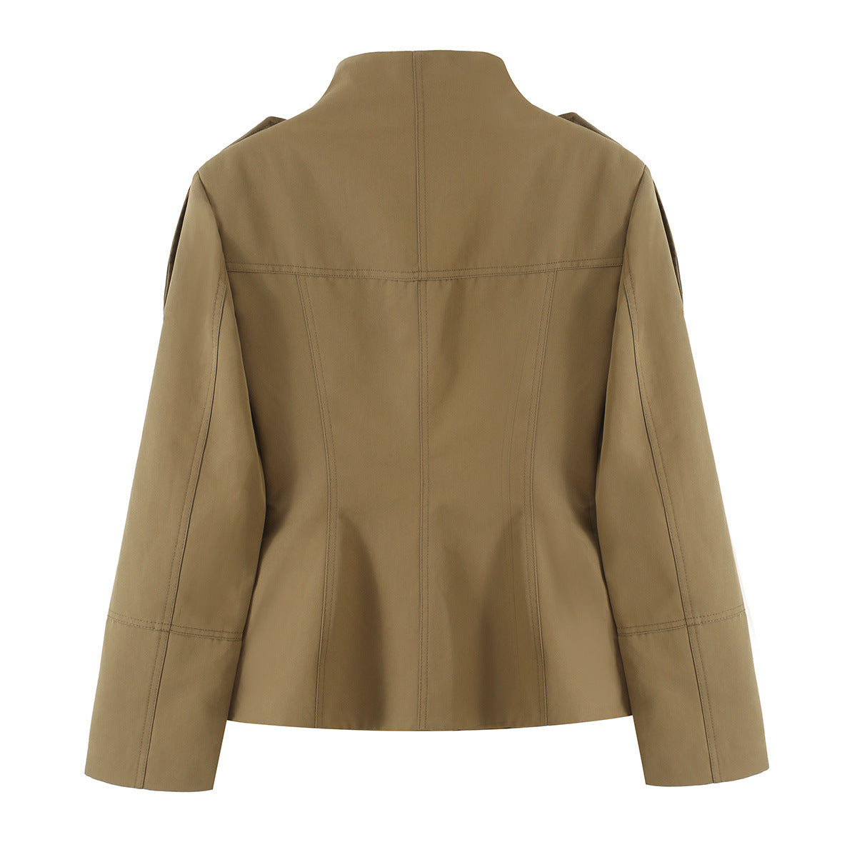 Pocket breasted stand up collar jacket+shorts set for women