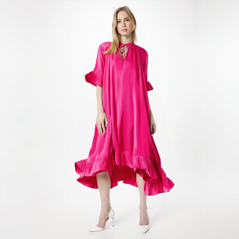 Palace style lotus leaf edge dress women's vacation dress formal dress long skirt