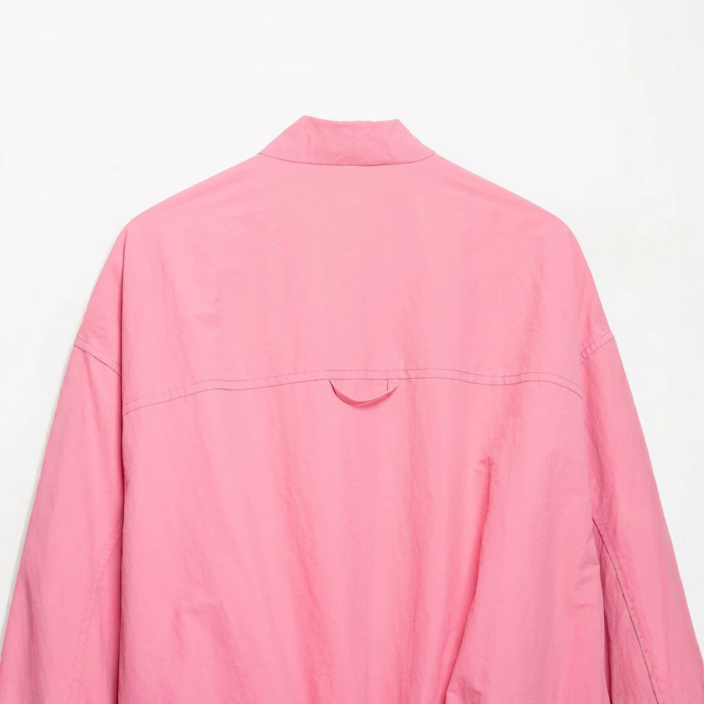 V-neck lantern sleeve pilot jacket