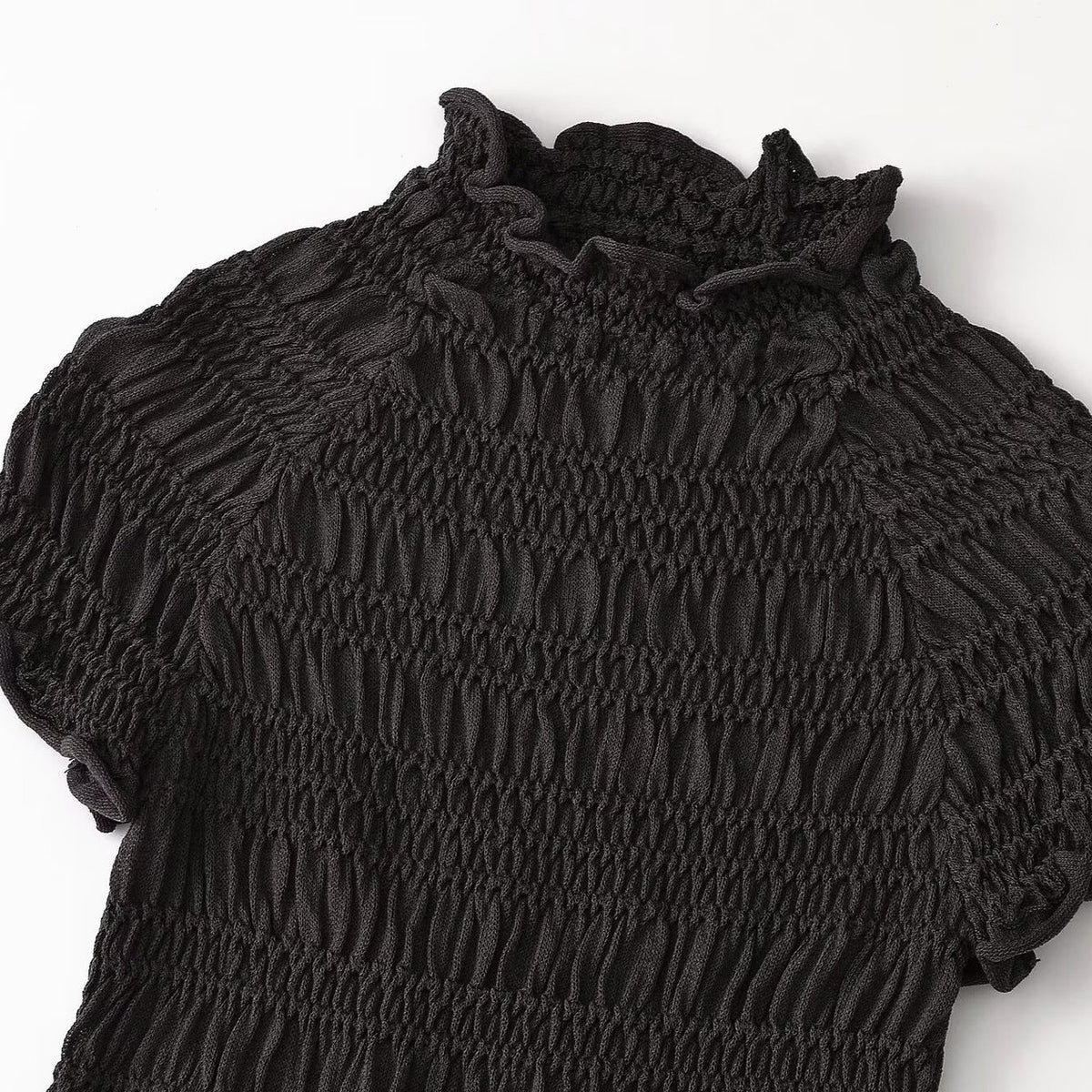 Casual slim pleated honeycomb knitted sweater for women