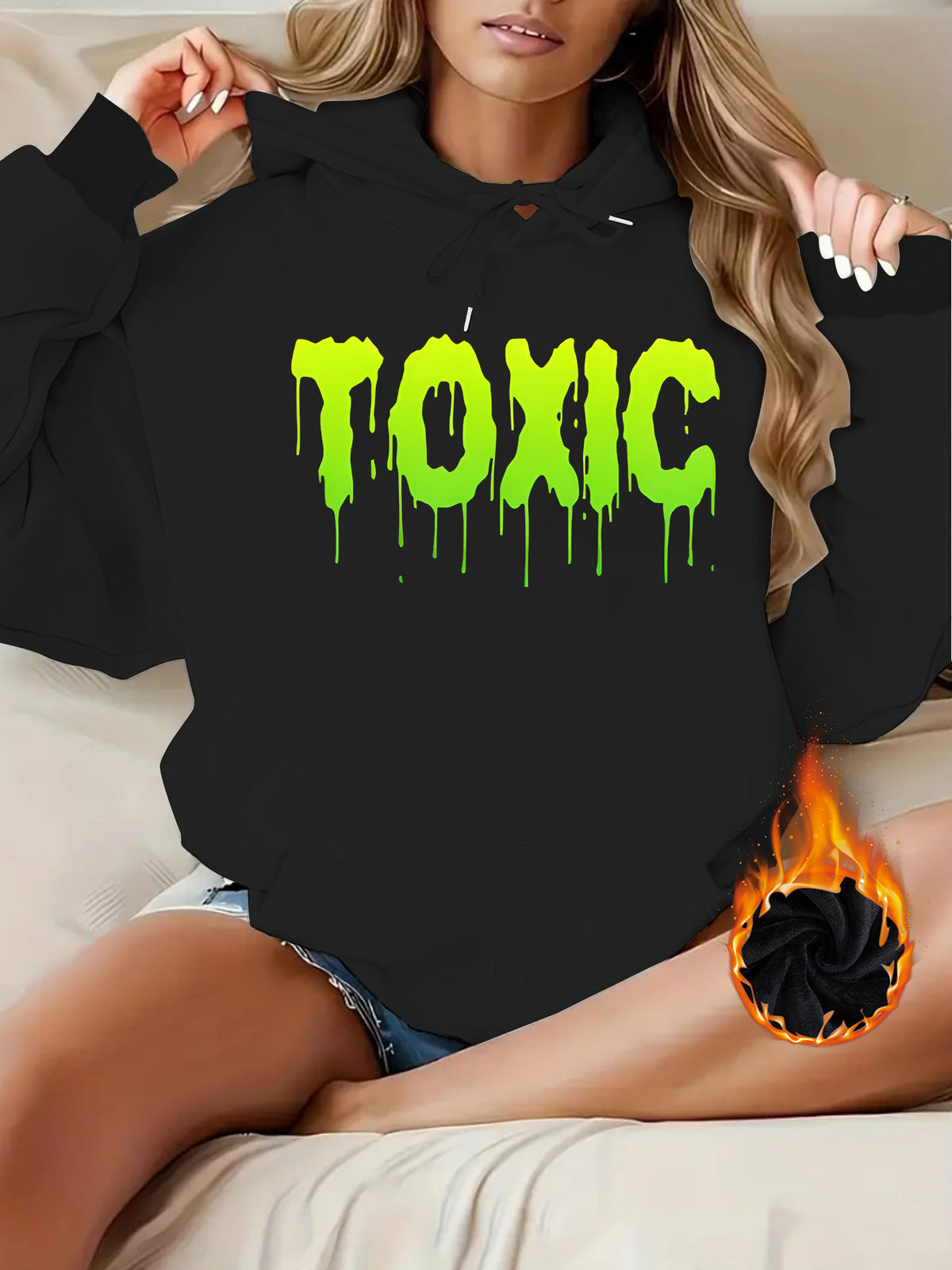 Letter printed hooded sweatshirt