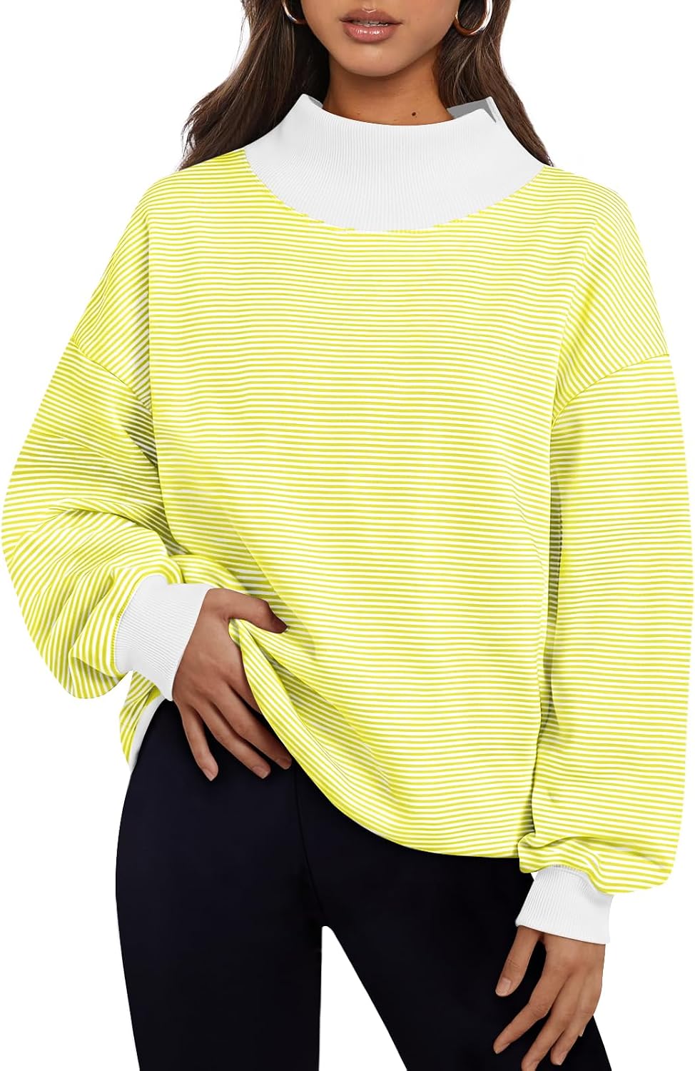 Trendy Queen Womens Mock Neck Sweatshirts Oversized Pullover Fall Outfits