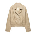 Loose PU leather jacket with elastic hem jacket