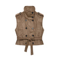 Women's vest with suede texture and waist belt