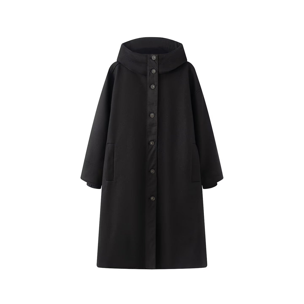 Blended patchwork quilted hooded trench coat for women
