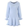 Lantern horn sleeve wood ear cinched short dress for women