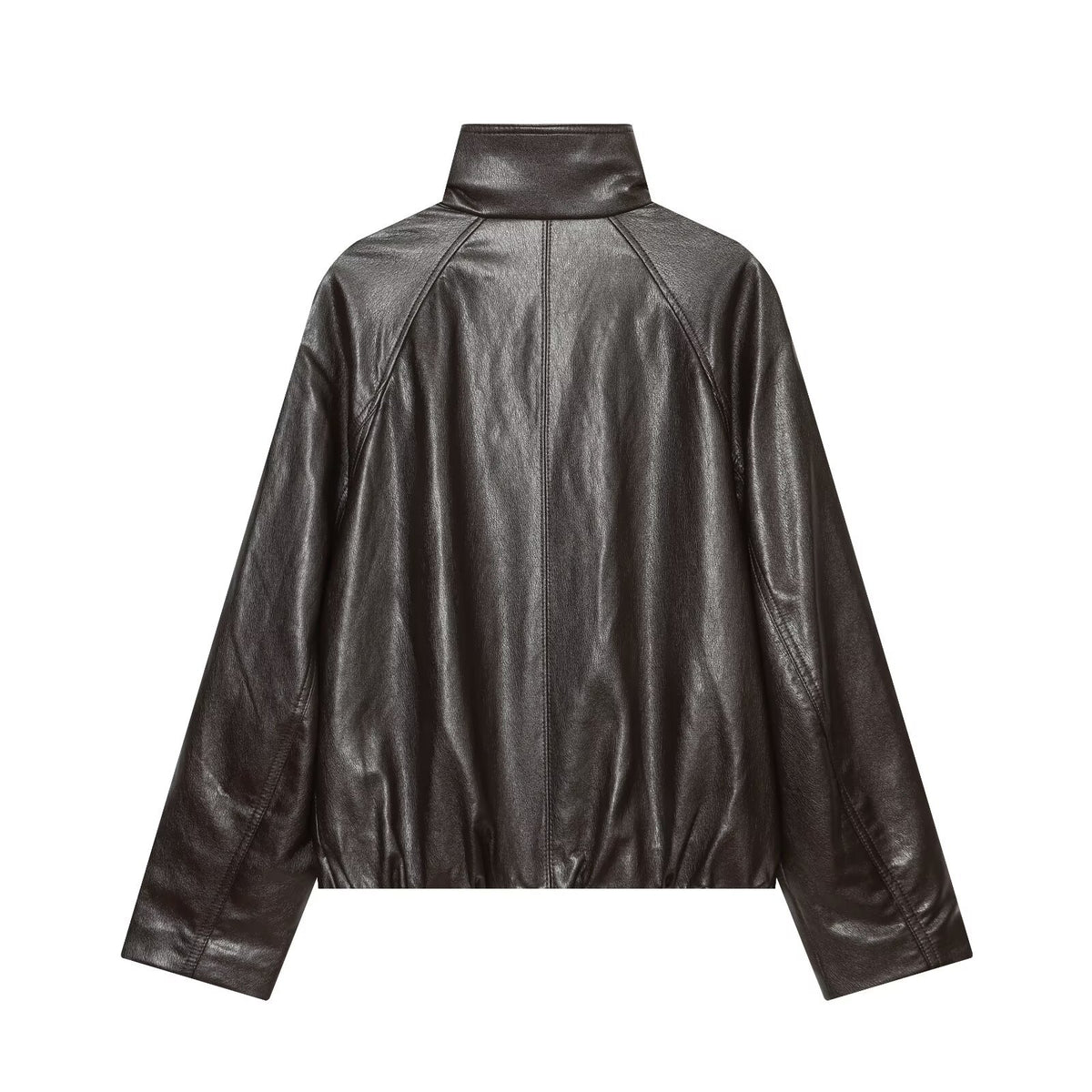 Leisure faux leather corridor shaped layered jacket
