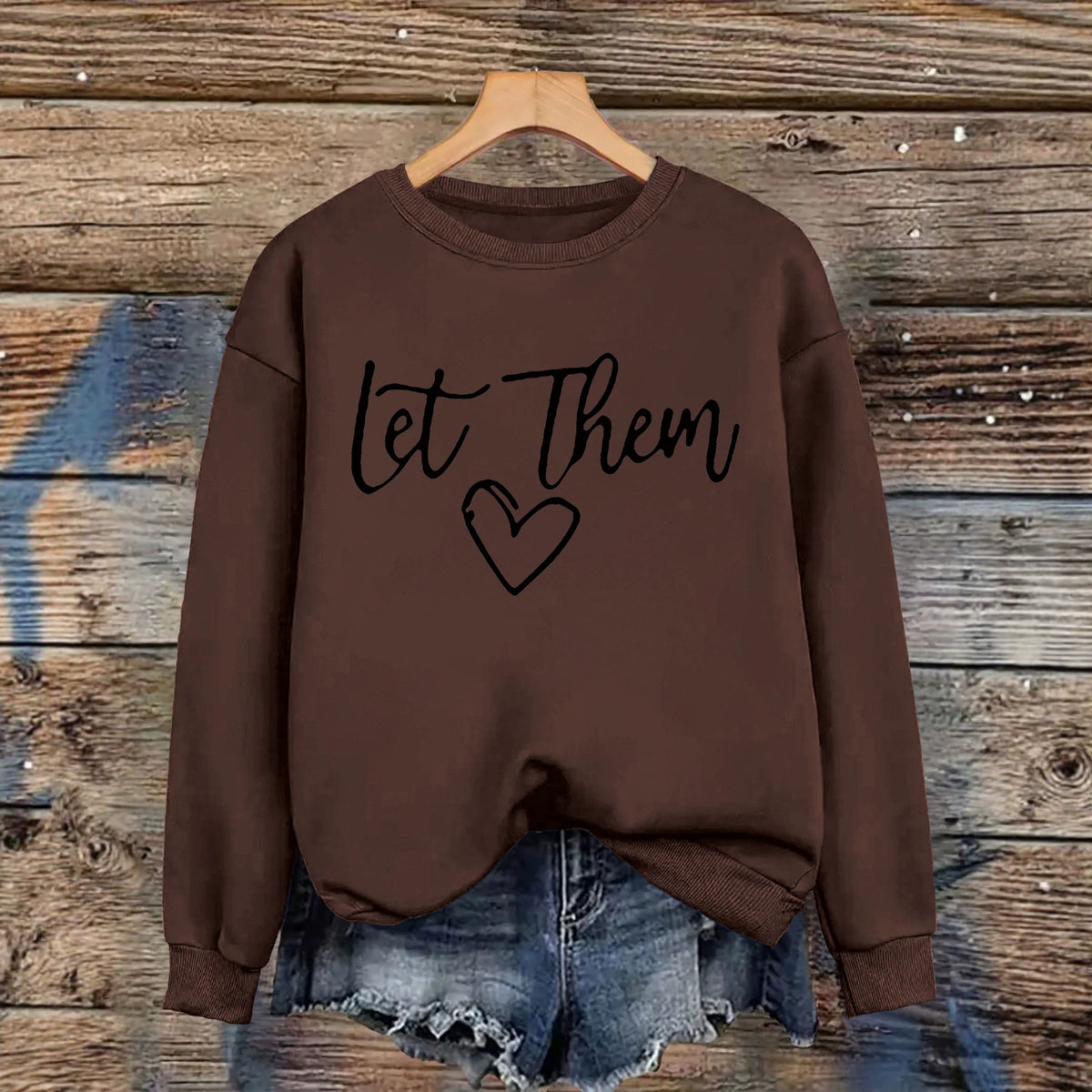Printed round neck fleece hoodie