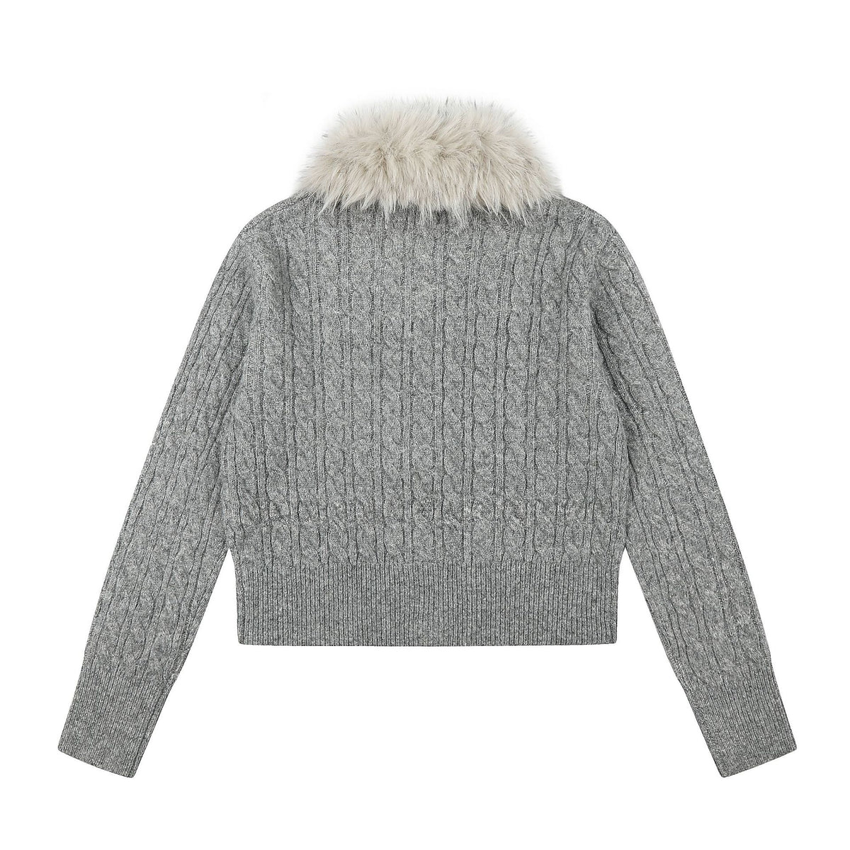 Cable Knit Long Sleeve Lapel Collar Toggle Button Women's Oversized Drop Shoulder Cropped Knit Cardigan