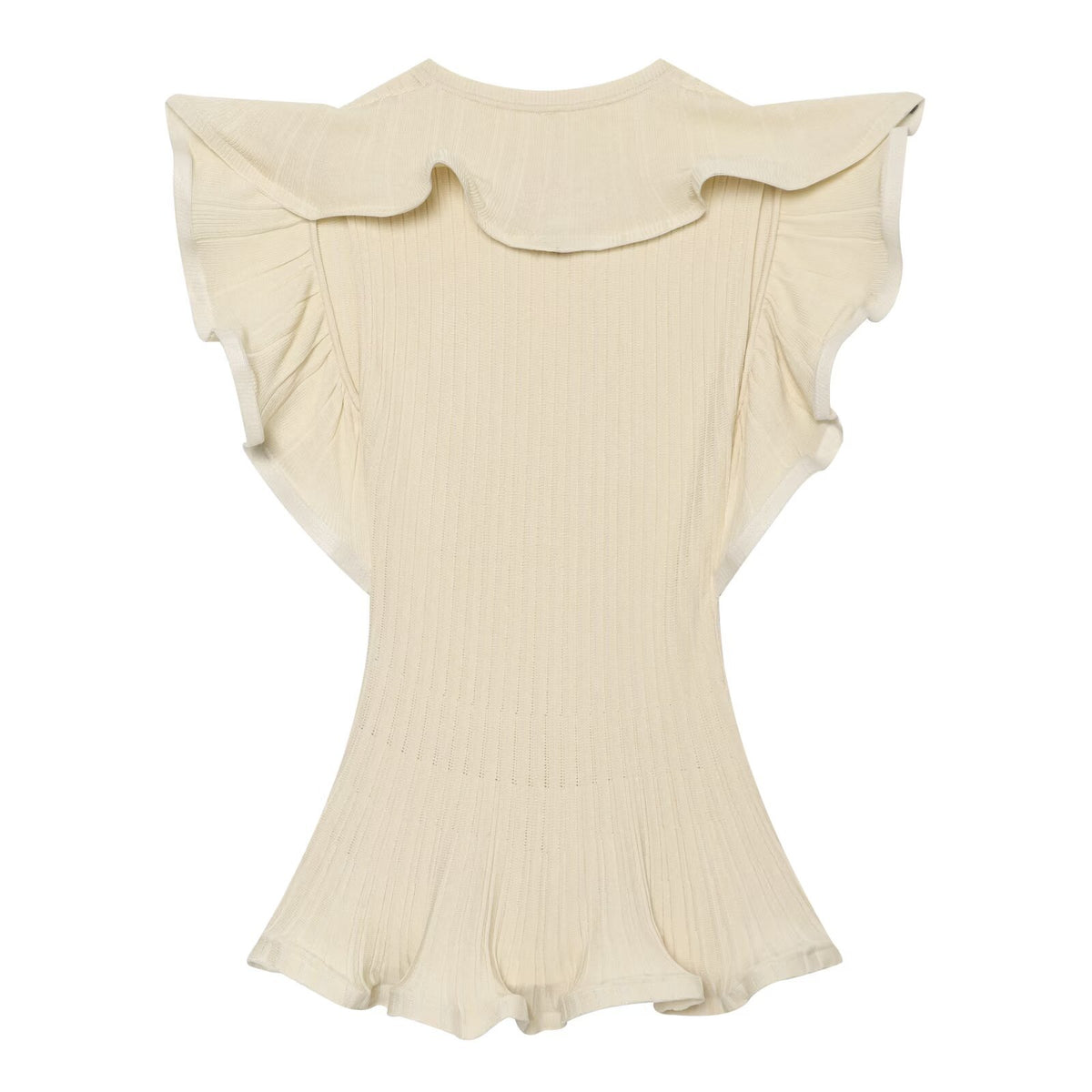 Wave edged round neck pullover knitted sweater for women