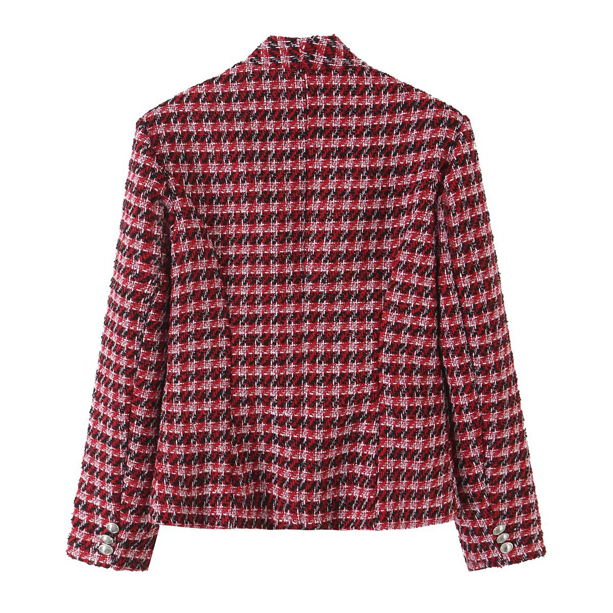 Casual pocket single breasted V-neck woolen suit jacket for women