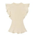Wave edged round neck pullover knitted sweater for women