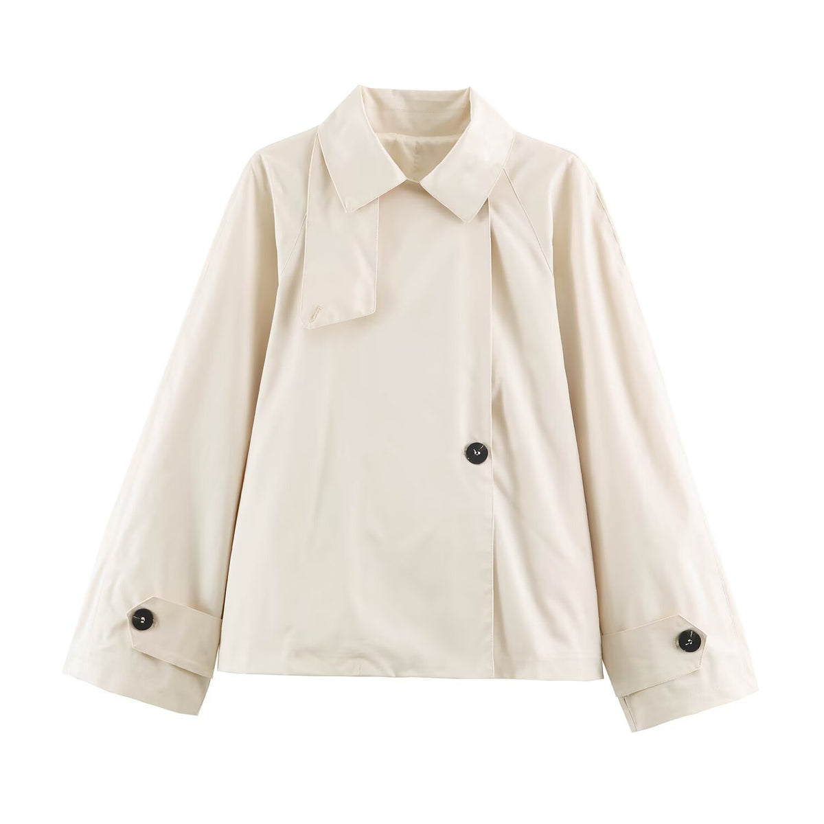 Slanted double button lapel trench coat for women