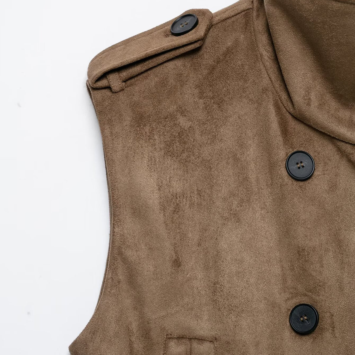 Women's vest with suede texture and waist belt