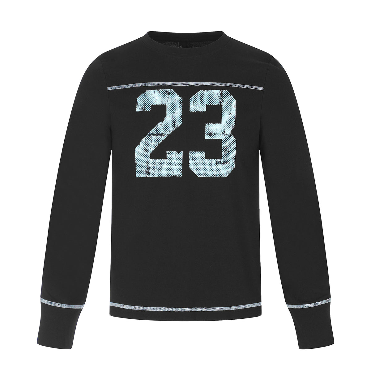 Printed Crew Neck Long Sleeve T-Shirt with Contrast Topstitching Loose Casual Top