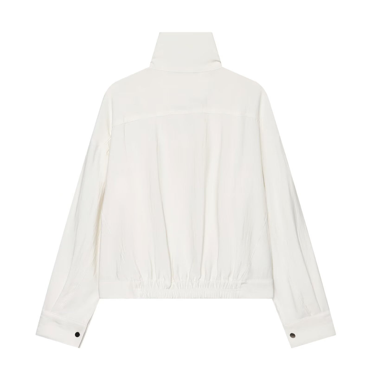 Casual loose pocket trimmed buckle stand up collar jacket