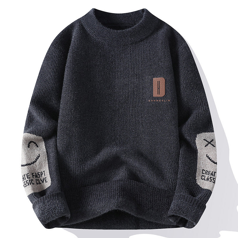 Men's Mock Neck Long Sleeve Knit Sweater