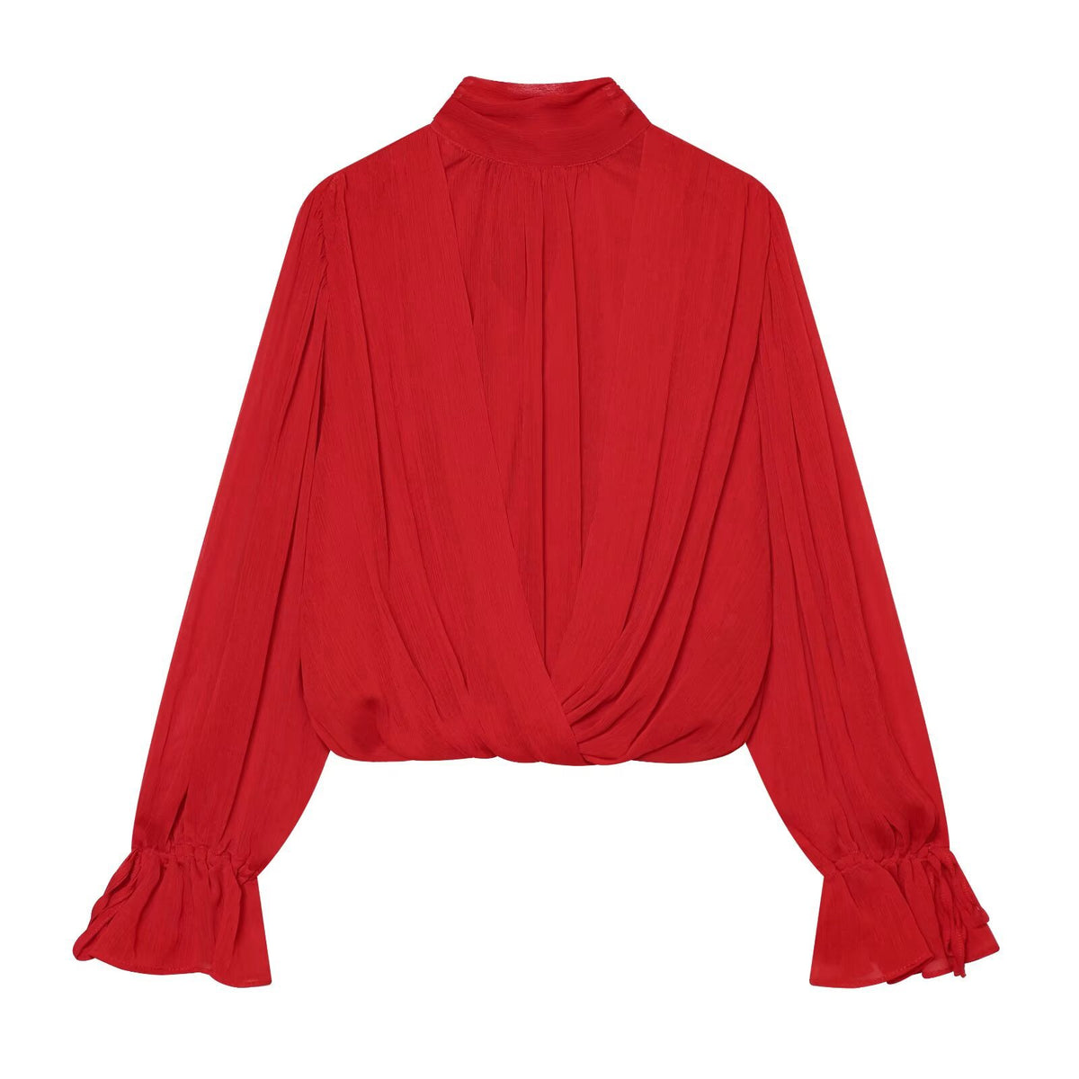 Bareback bow pleated shirt style top for women