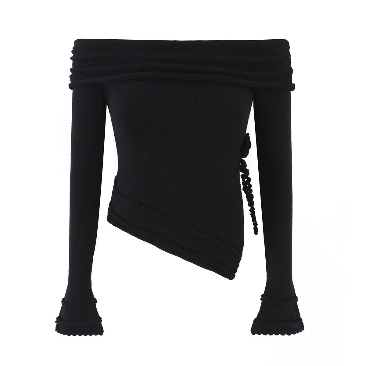 One shoulder handmade crochet irregular sweater for women