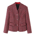 Casual pocket single breasted V-neck woolen suit jacket for women
