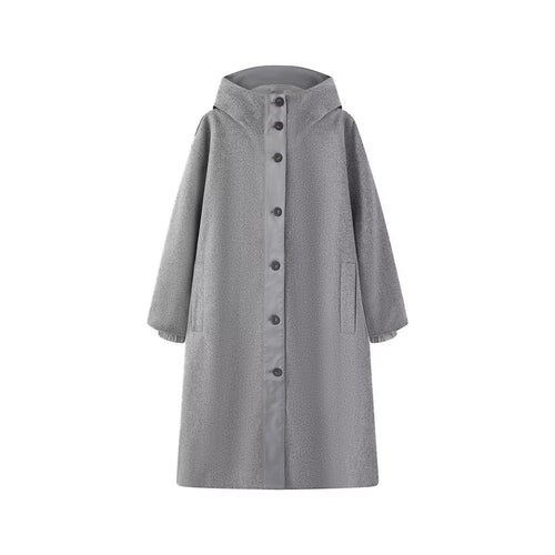 Blended patchwork quilted hooded trench coat for women
