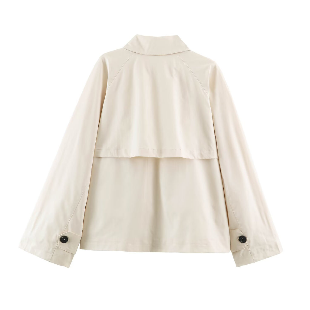 Slanted double button lapel trench coat for women