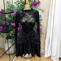 Long sleeved round neck short dress