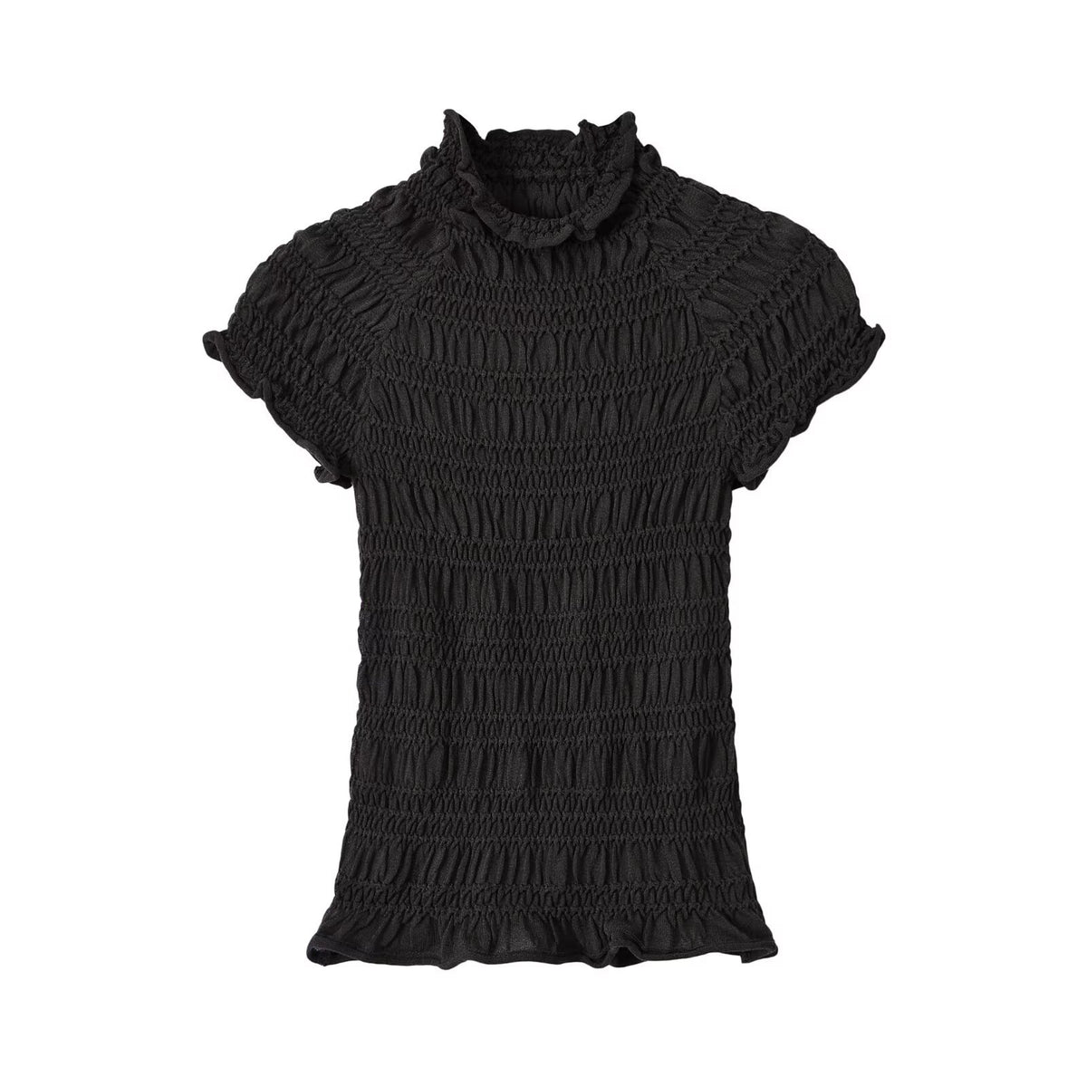 Casual slim pleated honeycomb knitted sweater for women