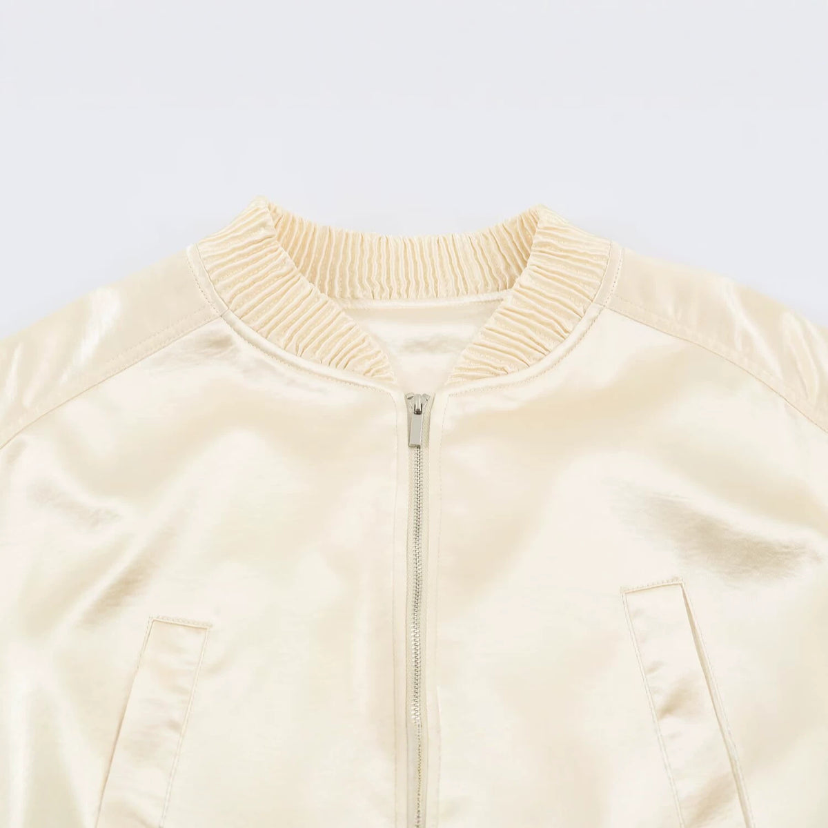 Loose zipper stand up collar pilot jacket