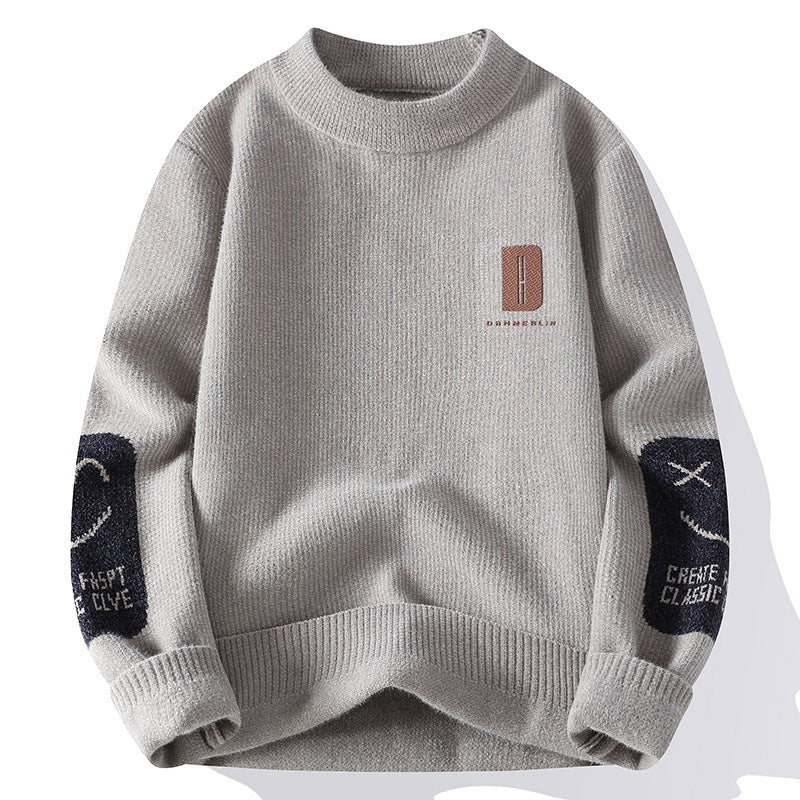 Men's Mock Neck Long Sleeve Knit Sweater