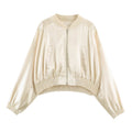 Loose zipper stand up collar pilot jacket
